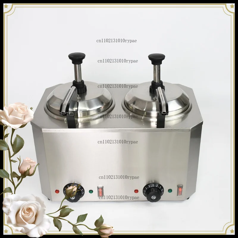 Double-head Stainless Steel Thermal Sauce Dispenser with Heat Preservation, Manual Pressure & Adjustable Dosing
