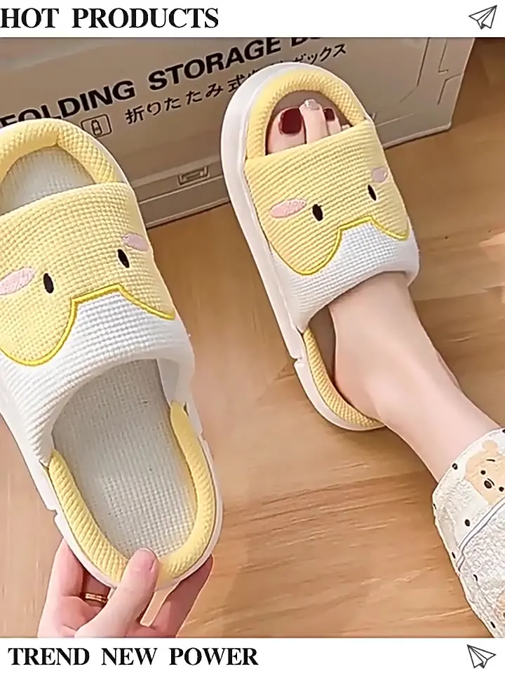 Cartoon Animal Shape Slippers, Womens Four Seasons Home Linen Slippers