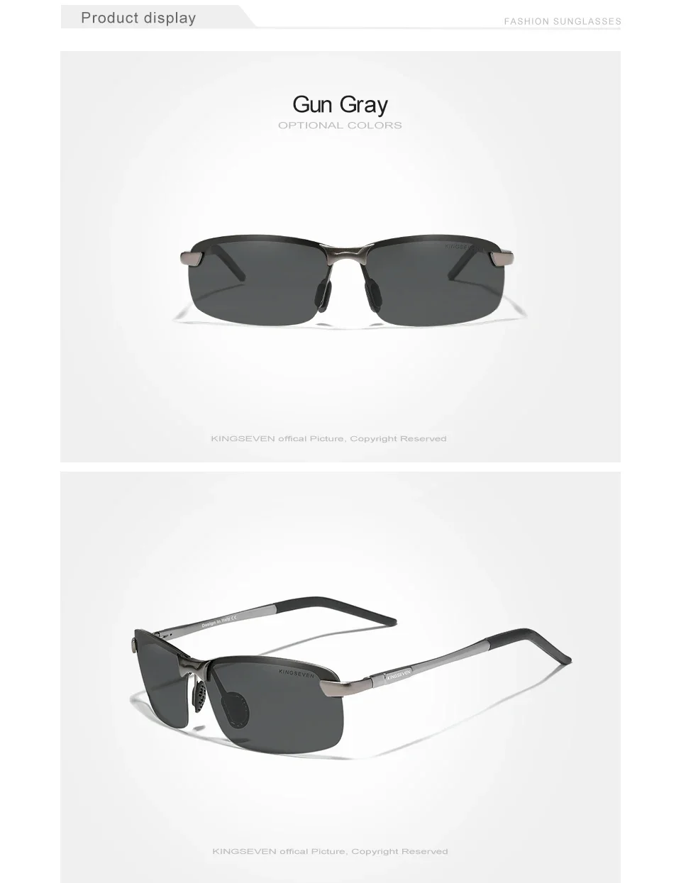 KINGSEVEN Marke Upgrade männer Aluminium Sonnenbrille Hohe Qualität Polarisierte Randlose Einfache Outdoor Sport Brillen – Detail 3