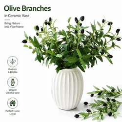 45CM Artificial Olive Branches Leaves Simulation Green Plants Photo Props Hotel Home Decoration Wedding Arrangement Olive Fruit
