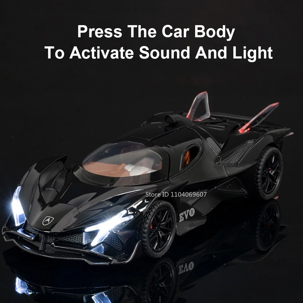 1:32 Scale Apollo EVO Car Toy Models Alloy Diecast Sports Cars Pull Back Sound Light 2 Doors Opened Racing Vehicles Gift for Kid