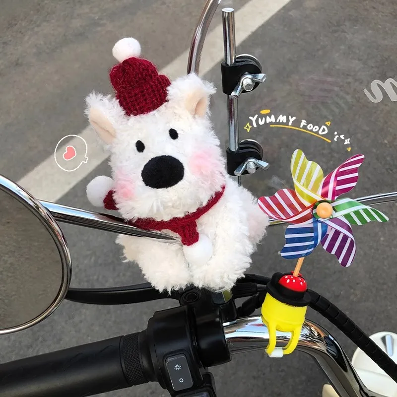 

Motorcycle Electric Bike Bicycle Handlebar Doll Cute Dog Plush Puppy Car Hanging Accessories Decoration Removable Toys Gift