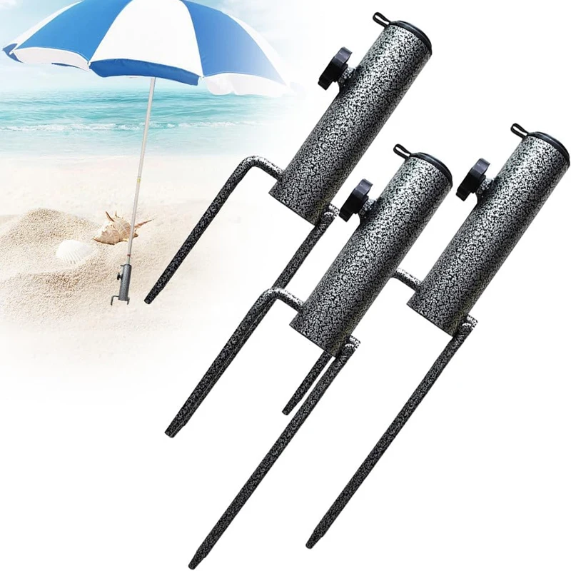 Base de sombrilla para parasol para exteriores, estaca de tierra de Metal resistente para puesto de mercado de dosel, inserto de anclaje de acero negro