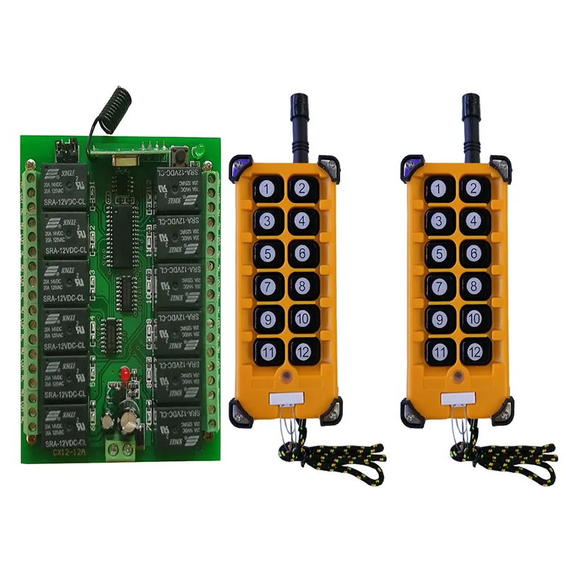 

3000m DC12V 24V 12CH Radio Controller RF Wireless Remote Control Overhead travelling crane System Receiver + Remote controller