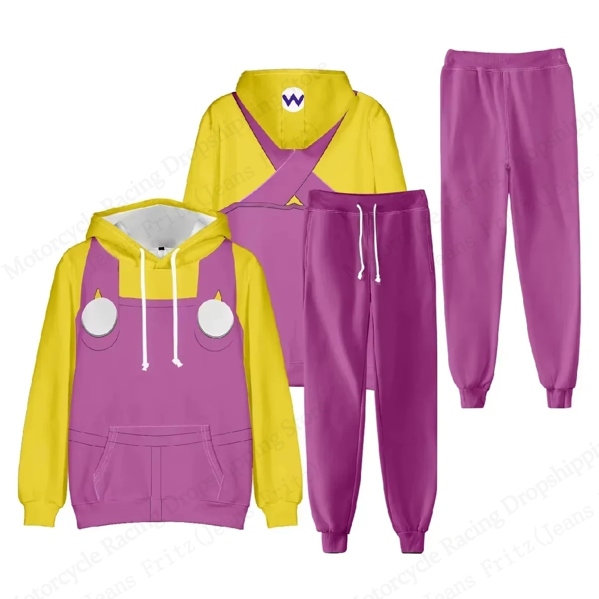 Set Hoodie Celana Dua Potong Motif Kartun Bowser Cetak 3D Set Pria Wanita Fashion Hoodie+Celana Set 2 Potong Baju Olahraga Tracksuit Outerwear