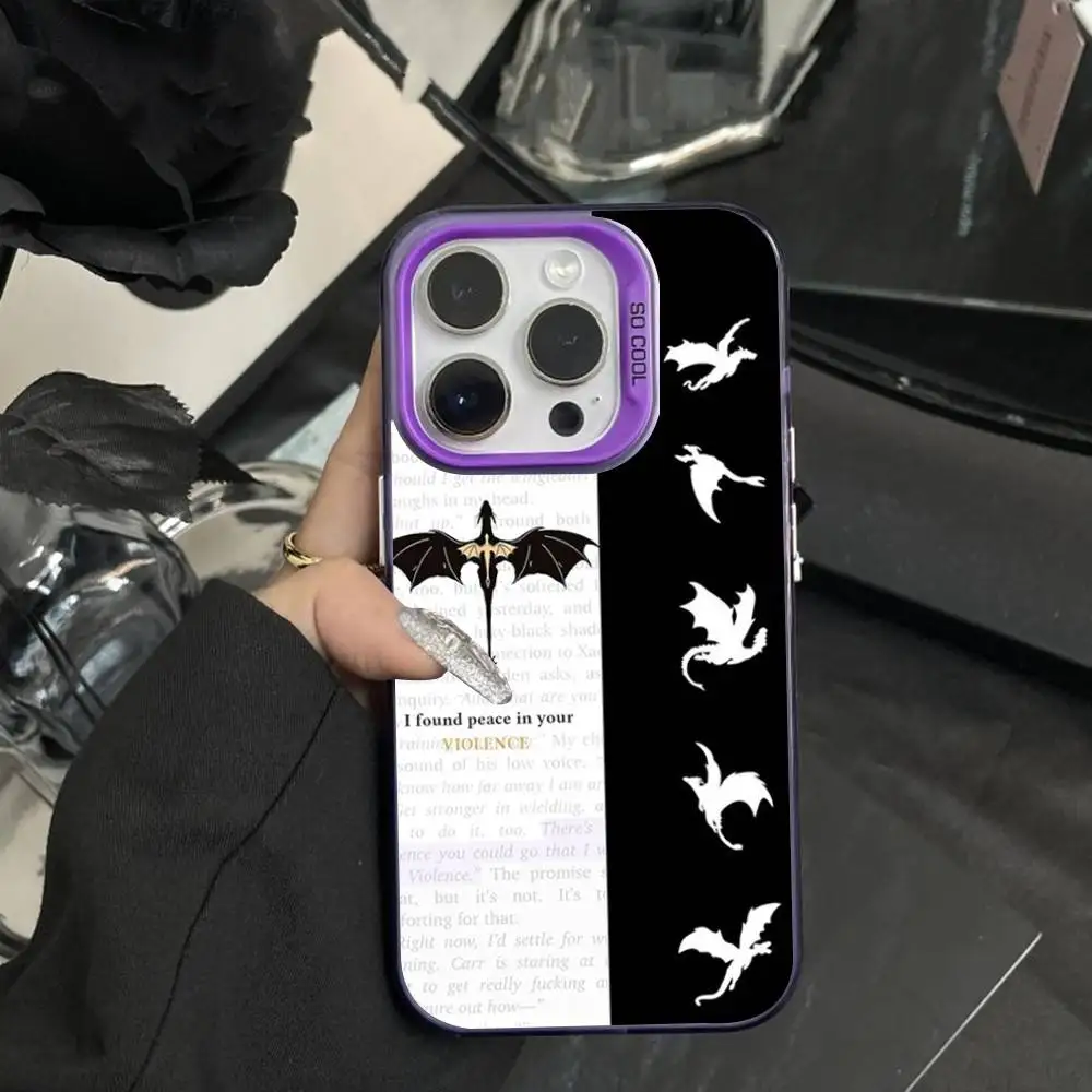 حافظة هاتف F-Fourth W-Wing Novel لهاتف iPhone 16,15,14,17,13,12,11,XS,Mini,Pro,SE,MAX غطاء سيليكون أرجواني غير لامع