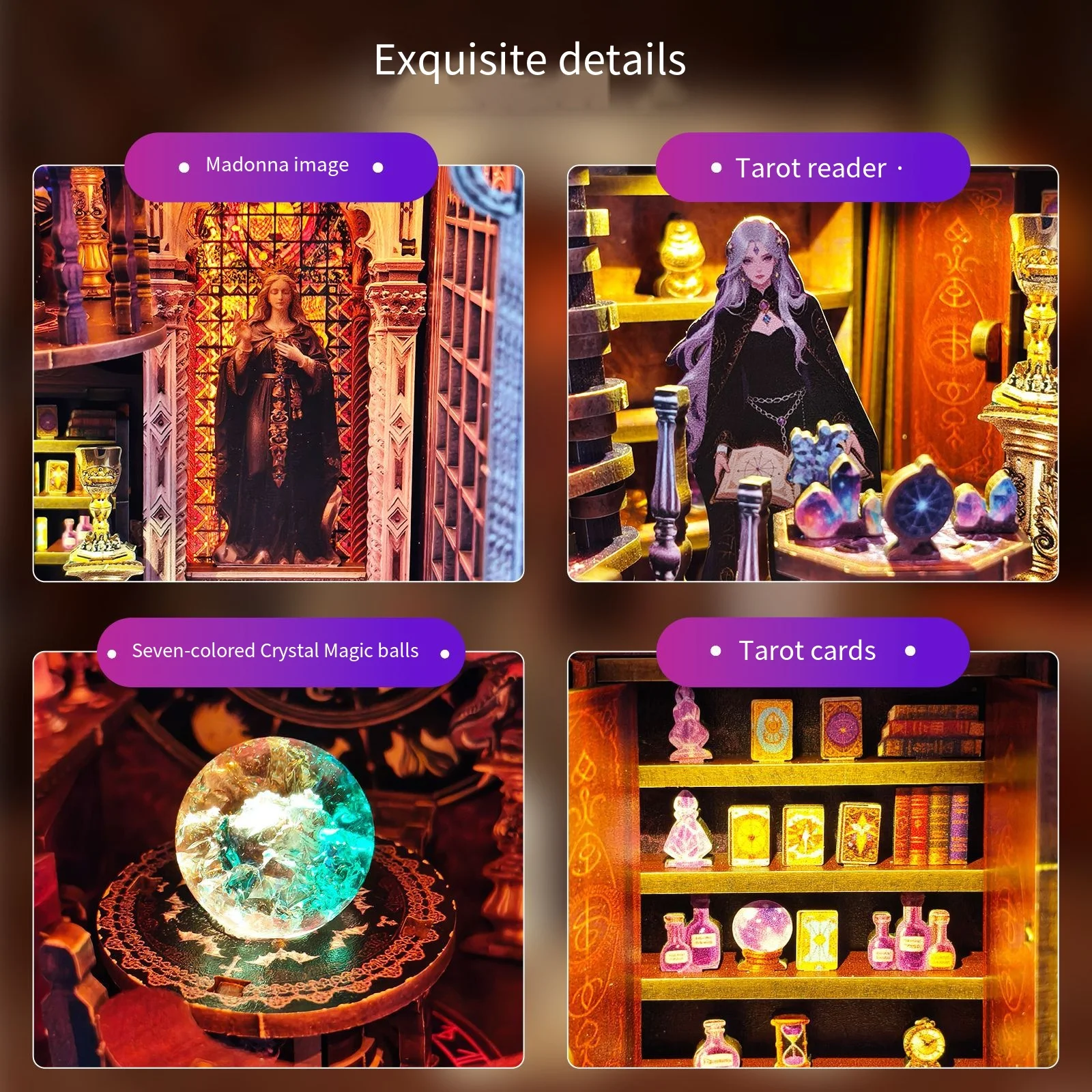 Nieuwe Tarot Card Society Book Nook DIY Kit - Handgemaakt puzzelscènemodel, miniatuurhuisspeelgoed voor creatieve montage