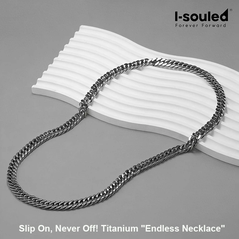 Pure Titanium Endless Necklace Women Hypoallergenic Clasp-Free Choker Chain Waterproof Tarnish Proof Never Rust