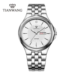 TIAN WANG Men's Watches For Men Quartz Watch Mens Real Diamond Wristwatches Dual Calendar Business Mens Wrist Watch Male Clock