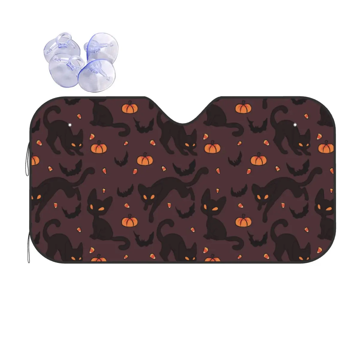 Halloween Plaid Sunshade Windscreen Pumpkin Goblin Cute Cover Front Block Window 76x140cm Sunshade Visor Accessories Covers