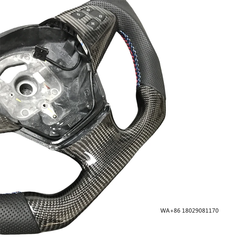 عجلة القيادة من ألياف الكربون الرمادية، جلد مثقوب؛ عجلة قيادة رياضية من ألياف الكربون لـ، E60، E90، E91، E92 E93 #3