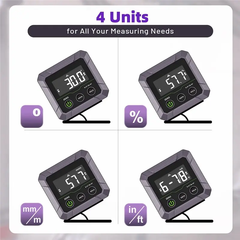 【Big Deal】Digital Angle Finder Gauge, Magnetic Base Inclinometer, 360° Flip, Compact Level Tool, High Accuracy± 0.1° Calibration