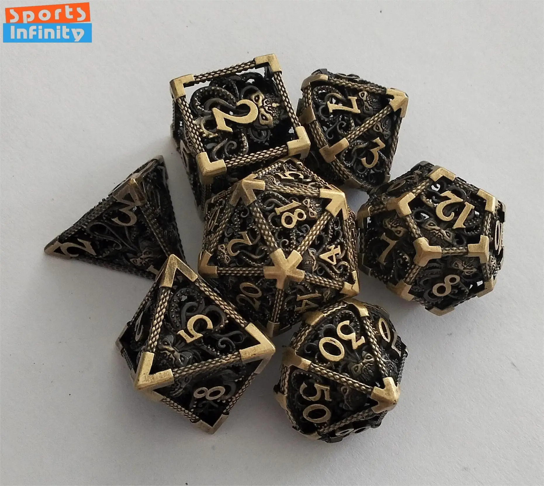 7 قطعة/المجموعة المعادن جوفاء الرقمية مجموعة نرد DND COC RPG متعدد السطوح مجلس لعبة تشغيل مجموعة النرد حفلة الترفيه DND مجموعة نرد #6