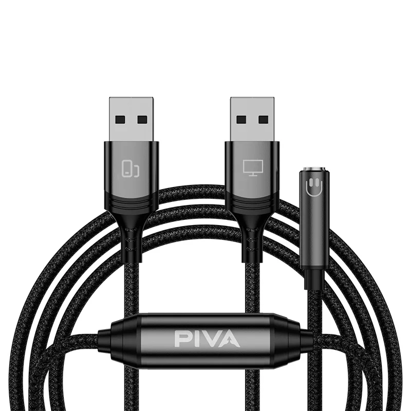 PIVA USB Audio Bridge-adapter van aluminiumlegering 3,5 mm hoofdtelefoongeluid zonder vertragingsfeedback voor handige livestreaming