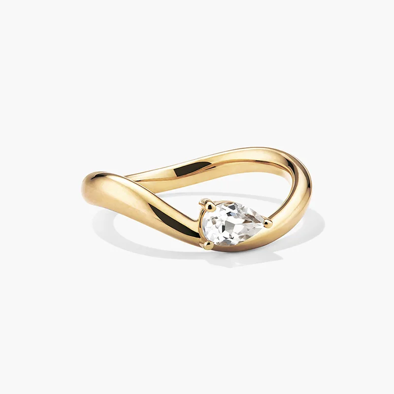 Withered S925 Sterling Silver Personality Versatile Wave Set Diamond Pear Shaped Zircon Simple Ring Ewelry Rings Women's