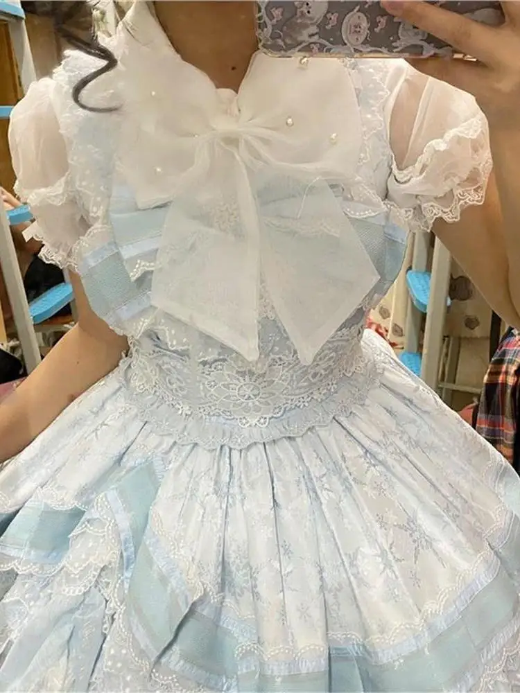 Pure Cotton Short Sleeve Shirt Versatile Strawberry Secret Garden Lolita Style Women's Fashion Cleanfit Bubble Sleeve Shirt