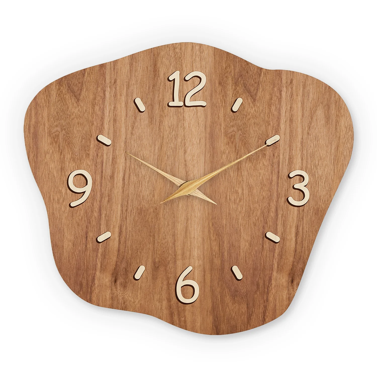 French-Style Retro Irregular Crystal Porcelain Wooden Wall Clock for Living Room, Bedroom, Kitchen, Home Decoration, Silent Quartz Clock, Holiday Gift, 12 Inches 14inch 16inch (Battery Not Included)