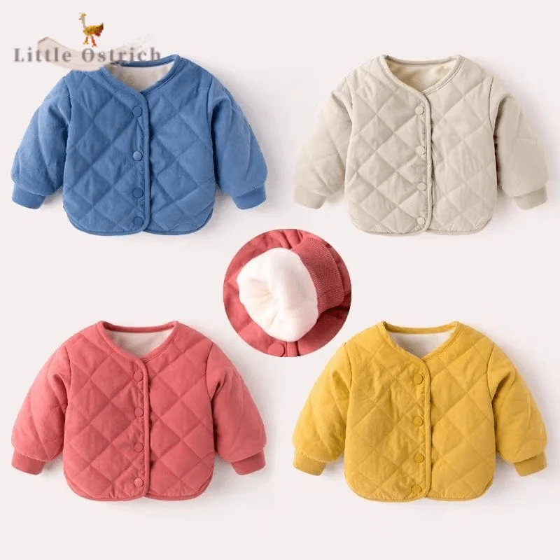 Newborn Baby Girl Boy Fleece Inside Jacket Infant Toddler Child Long Sleeve Coat Casual Solid Color Outwear Baby Clothes 12M-5Y