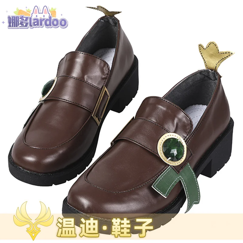 Luvas de joias Nado Genshin Impact Cos Dress Monde Fengshen Babatos Wendi Cospaly Sapatos Pequenos Conjuntos de Uniforme de Couro