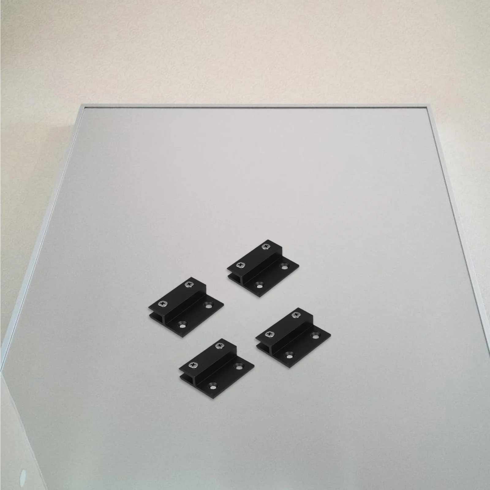 

6pcs Aluminum Alloy Glass Fixing Clips Black H-Type Clamps For Wall Mounted Mirrors Glass Shelves Brackets Hardware Mounting