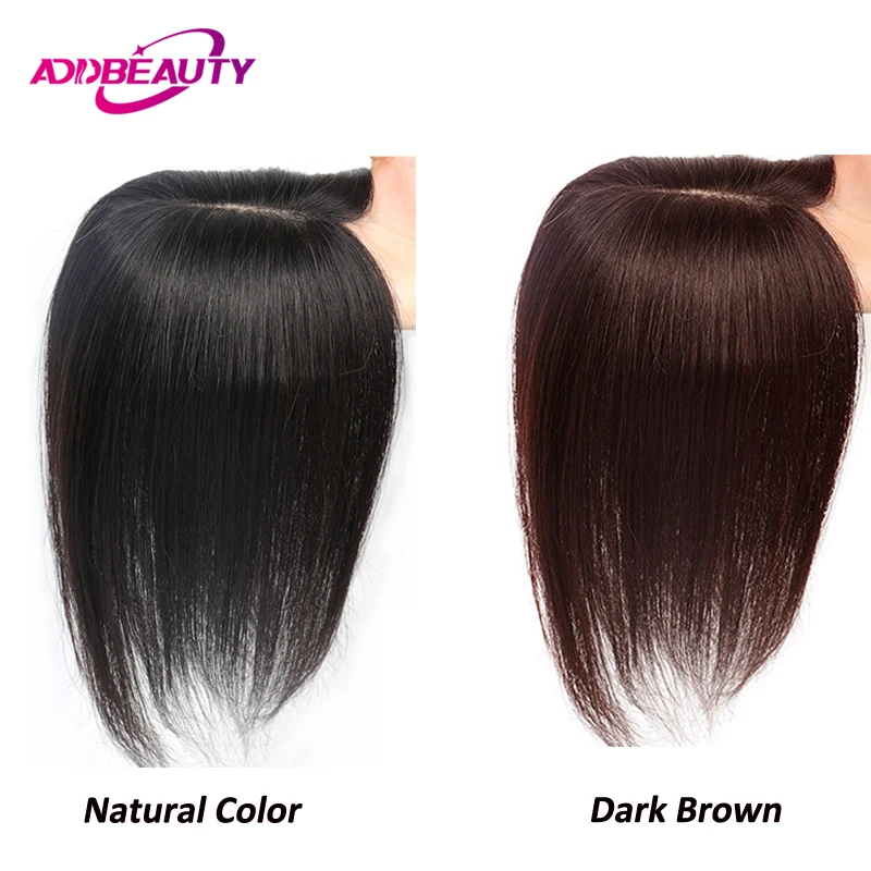 Addbeauty Silk Base Women Toppers 100% Human Remy Hairpiece Straight Clip in Human Hair System Unit Breathable SIlk Base Toupee