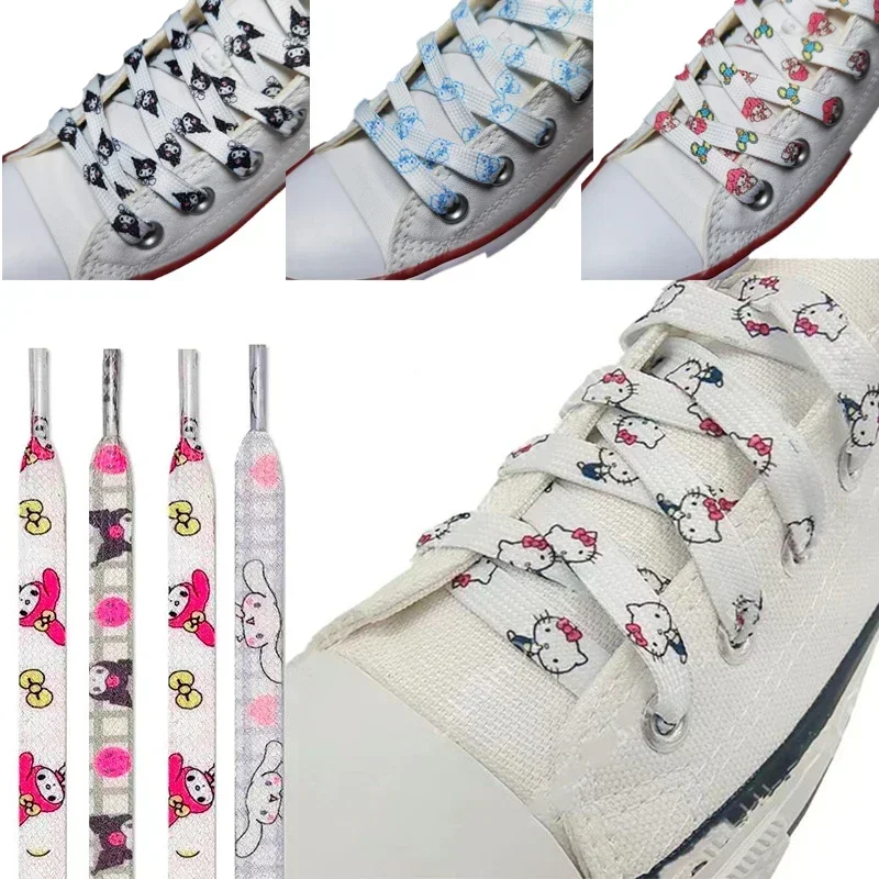 Sanrio Shoelace Cartoon Hello Kitty Kuromi Cinnamoroll Melody Printed Anime Graffiti Fashion Sneaker Accessory Graffiti Shoelace