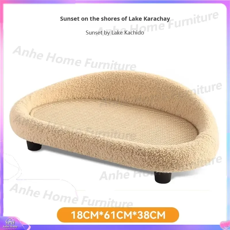 Large Cat Bed Plush Sofa Indoor Kitty Recliner Nest with Sisal Base Anti Slip Design Comfortable Pet Furniture for Cats