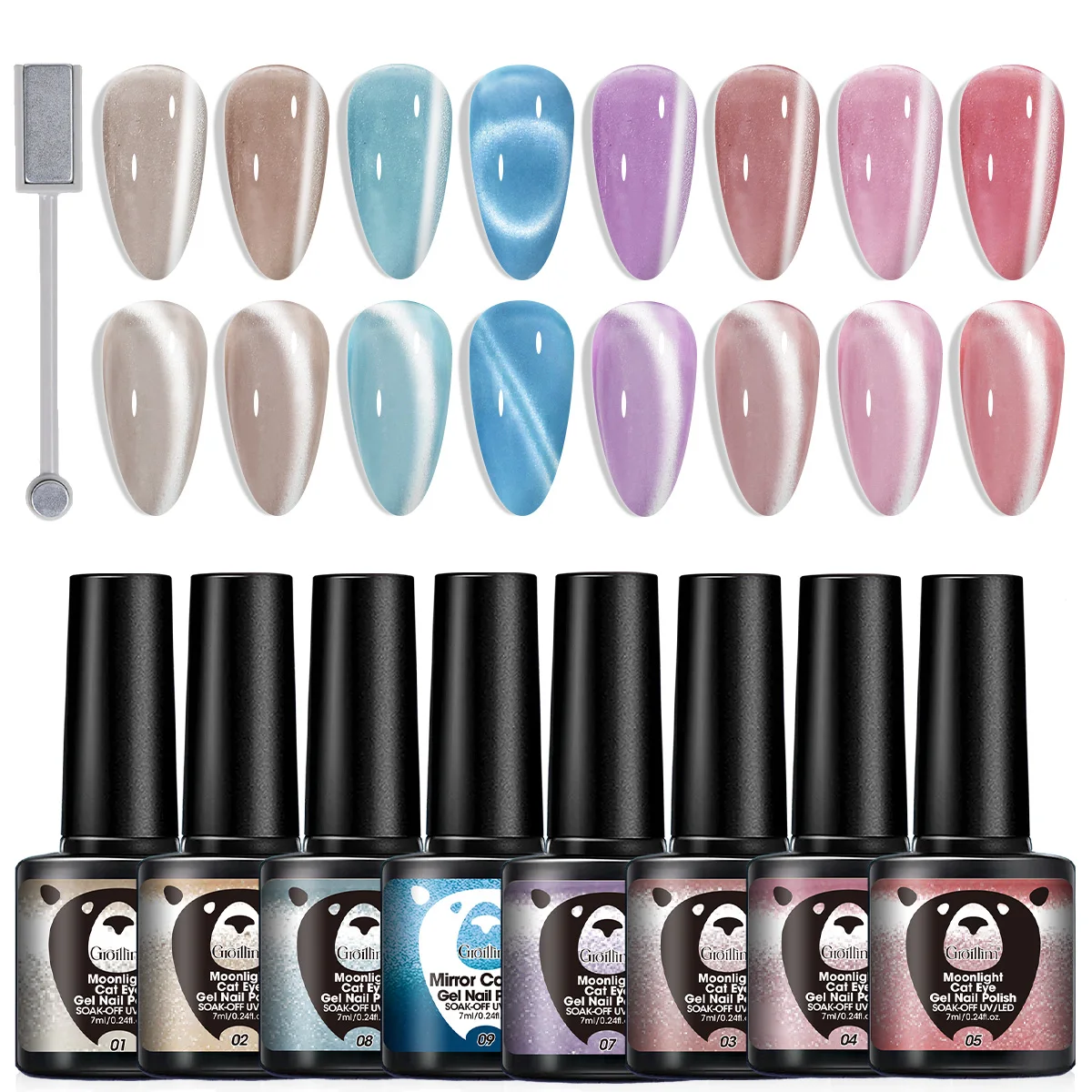 

Гель-лак для ногтей телесного цвета «кошачий глаз» с лунным камнем, лак для ногтей «звездный кошачий глаз» со звездным эффектом, 8-цветный набор лаков для ногтей для маникюра,