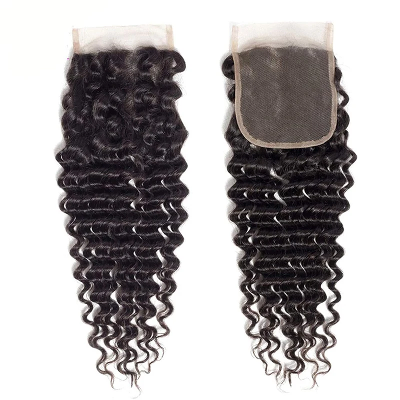 Deep Wave 4x4 Transparent Lace Closure Human Hair 150% Density 13X4 Lace Frontal Human Hair 8-20 Inch Preplucked For Women
