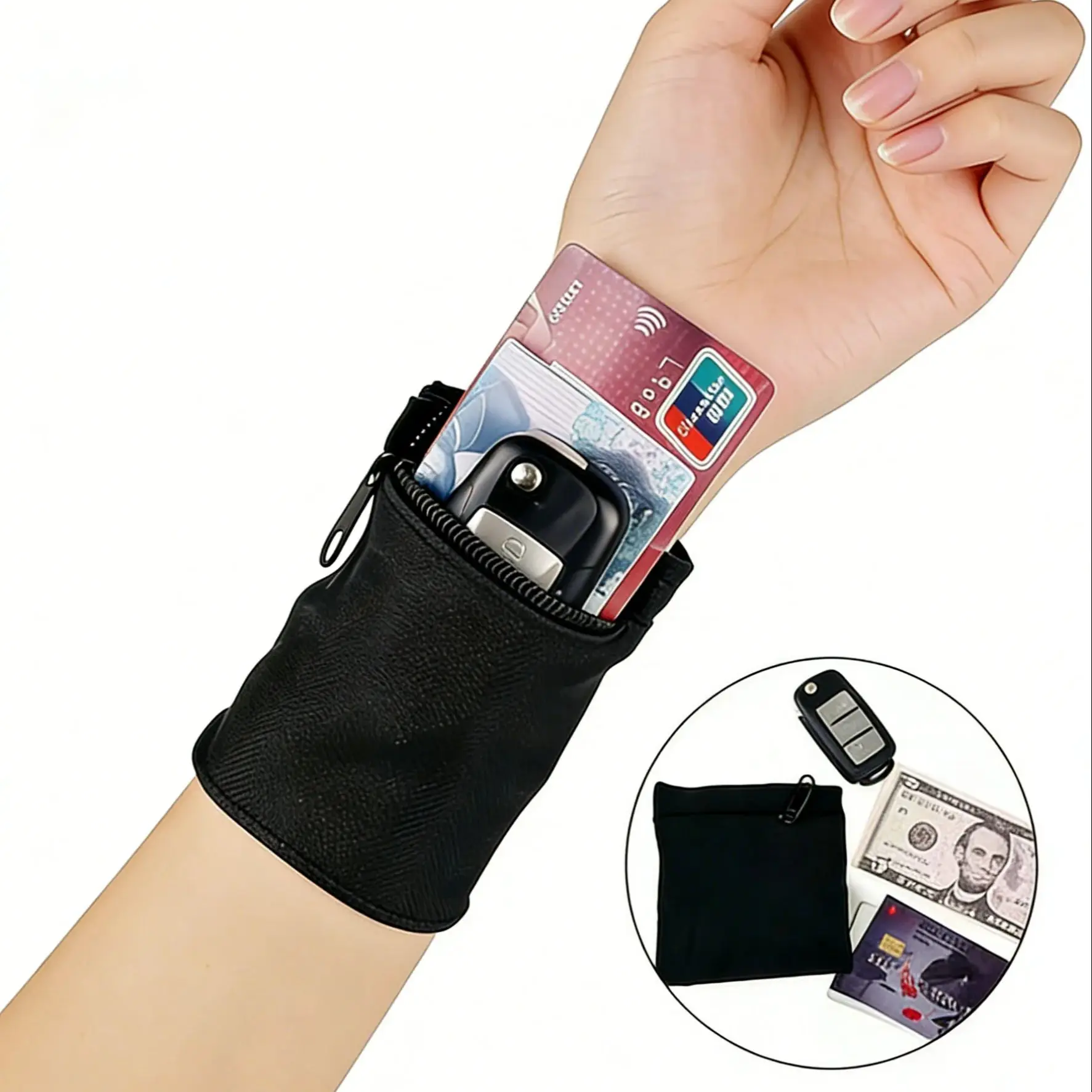 

Незаменимая дорожная сумка на запястье с защитой от краж, для активного отдыха, плотно прилегающая, портативная сумка для телефона и документов, легкий мини-чехол