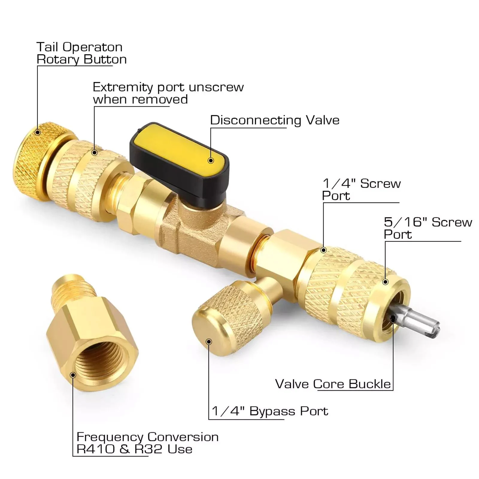 1/4 5/16 SAE Female Male Ports Valve Core Remover Installer Tool For R410A R404A Air Conditioning Accessories Core Grabbing Tool