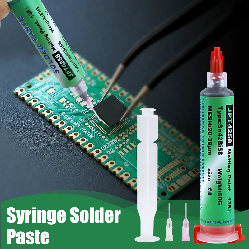 Low Temperature Syringe No Clean Solder Paste New Type Lead-free Syringe Solder Paste Repair Led Sn42bi58 138℃ SMD Welding Paste