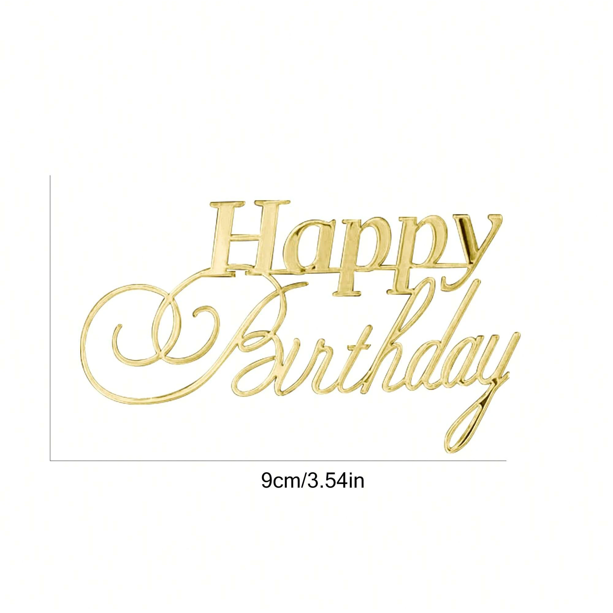 3 stücke Gold Acryl Alles Gute Zum Geburtstag Kuchen Topper DIY Kuchen Backen Dekoration Lieferungen Geburtstag Party Dessert Flagge Decor Werkzeuge – Detail 6