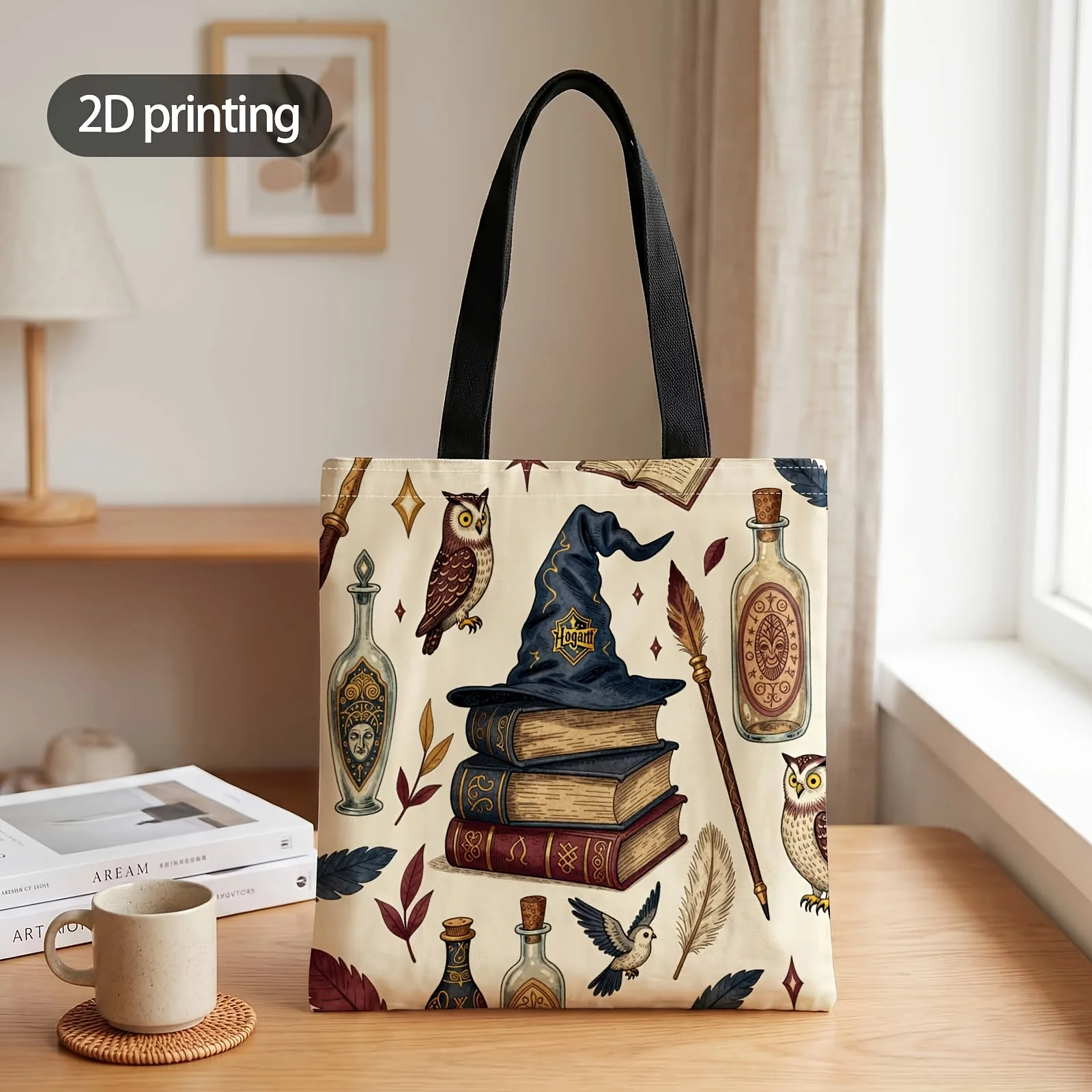 Handbag with "Wizard' Secrets Revealed" Pattern, Reusable Fashion Shoulder Bag, Shopping Tote Bag Suitable for Shopping Bags