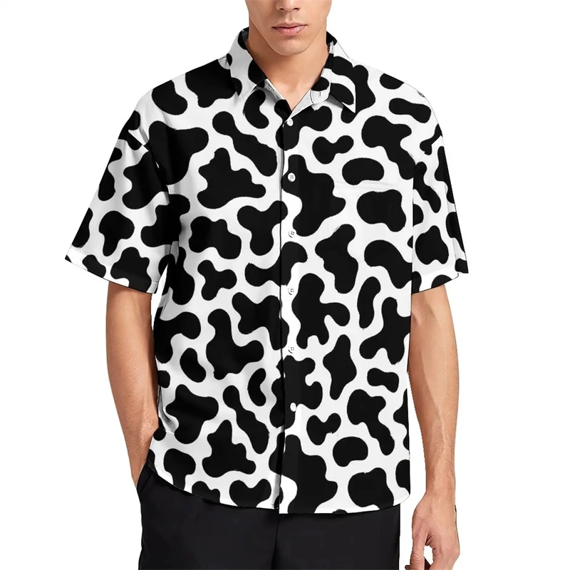 Cane dalmata camicette stampate in 3D camicie grafiche Spot semplici per uomo vestiti Casual amore animale maschio manica corta bottone Y2k top