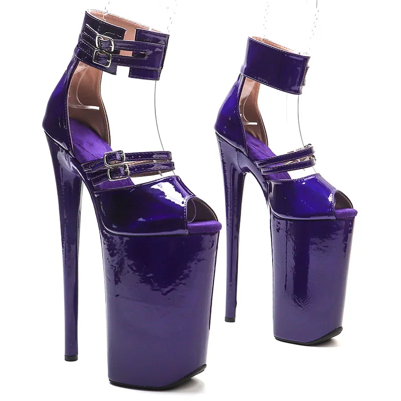 Leecabe  26CM/10inches Shiny PU  small open toe Trendy fashion High Heel platform  sandals stripper heel  Pole Dance shoes