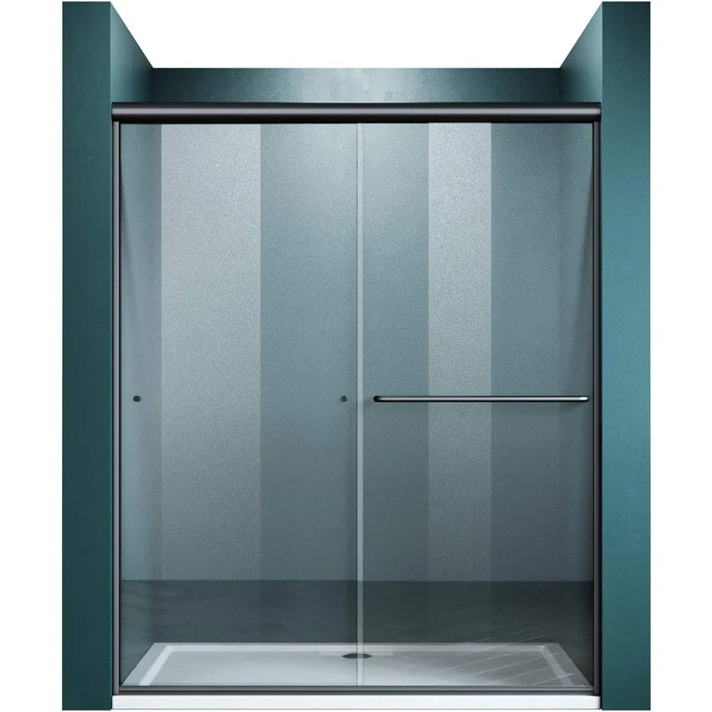 

Double Sliding Shower Door 60 in. W x 72 in. H, Semi-Frameless Bathroom Shower Glass Doors, 1/4" Clear Glass, Bypass Shower
