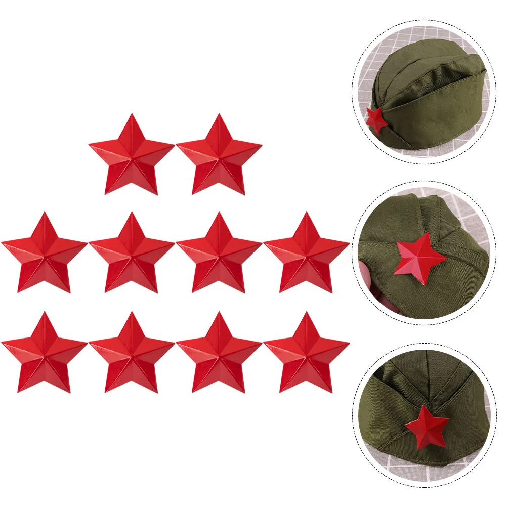 10 Pcs Pentagram Badge Fashionable Aluminum Memorial Day Accessory Brooch Star Pins Badges Red Rating Veterans Travel