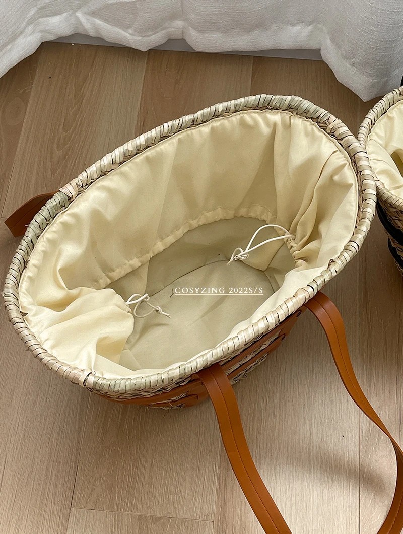 2022 beach basket summer bag straw bag fashion beach bags big rattan shoulder bags large capacity woven bag hand-made handbags