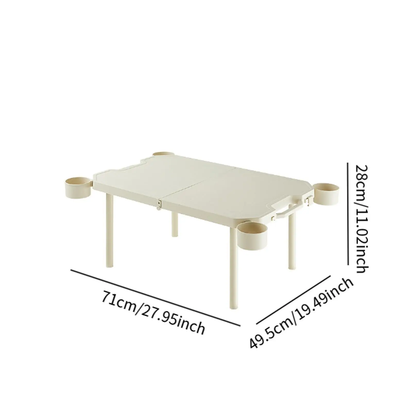 Mesa portátil para exteriores con portavasos y asa para Camping y barbacoa