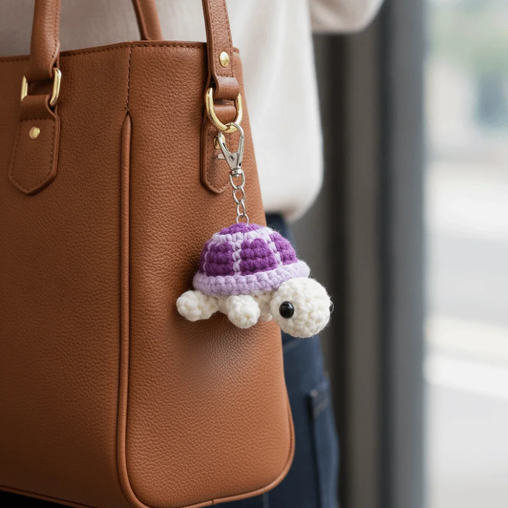 Cartoon Tortoise Little Turtle Crochet Keychain Mini Wool Knitting Mini Knit Turtle Pendant High Quality Cute