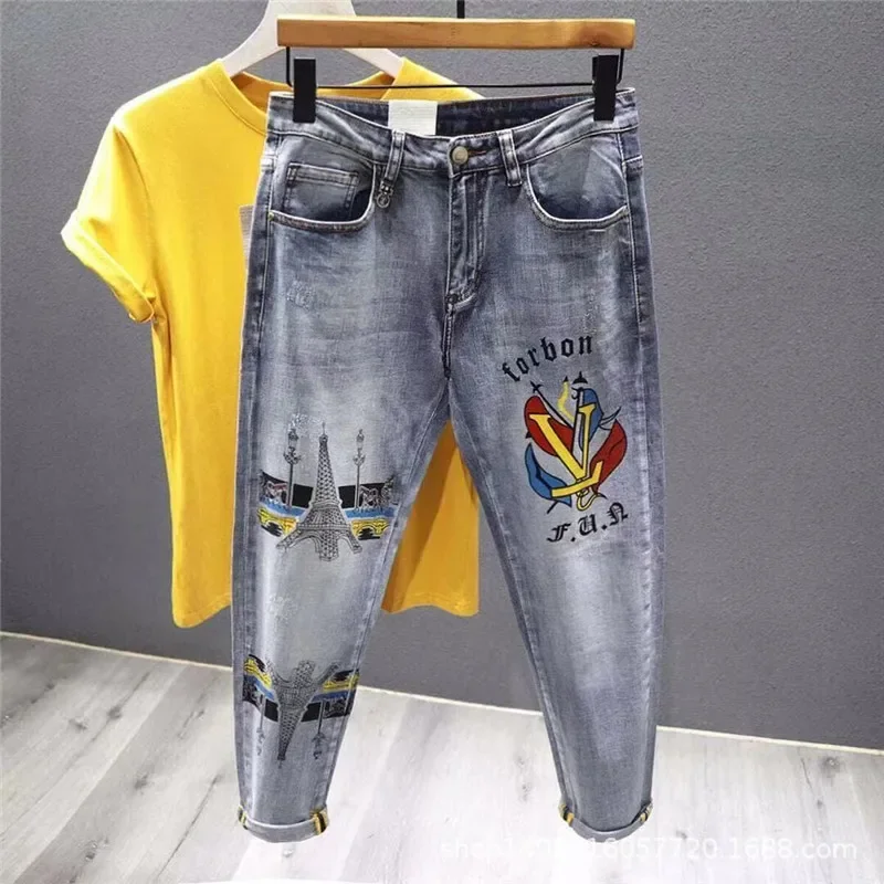 Fashion 2022 Spring Autumn Men\'s Jeans Slim Stretch Brand Trousers Men\'s Clothing Cargo Jeans Stock Jeans Trousers for Men