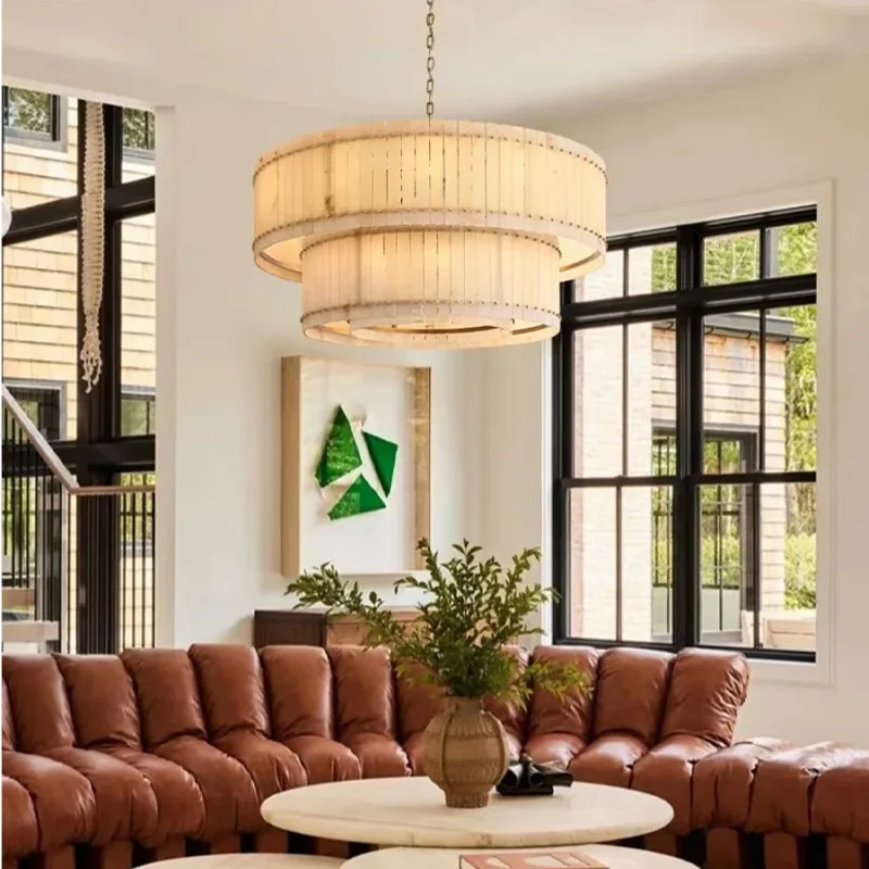 

American LED marble chandelier with spherical lampshade for living room, dining room Home interior lighting, dimmable