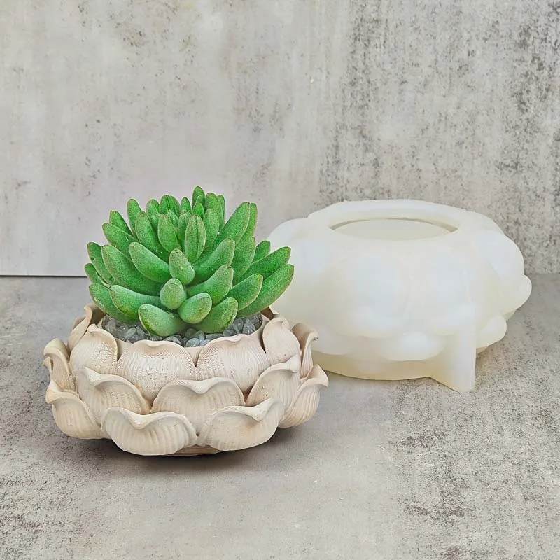 قالب مبخرة جبس إسمنتي ذاتي الصنع ، لوتس راتنج الإيبوكسي ، قالب سيليكون لتخزين الروائح ، أصيص زهور عصاري ، زينة