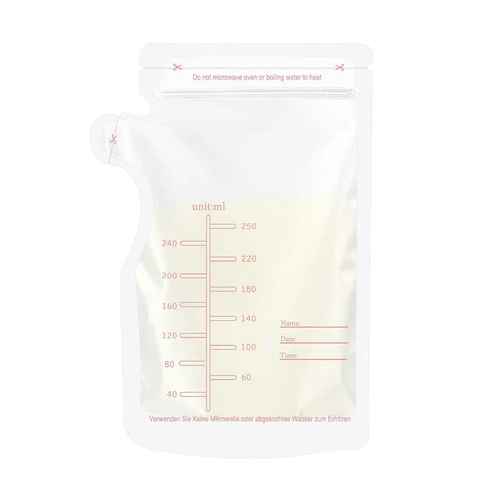 Bolsas de congelador de leche para bebé, almacenamiento de alimentos para bebé, bolsa de almacenamiento de leche materna sin BPA, bolsas de alimentación seguras para bebé, 30 unids/lote/bolsa de 250ml