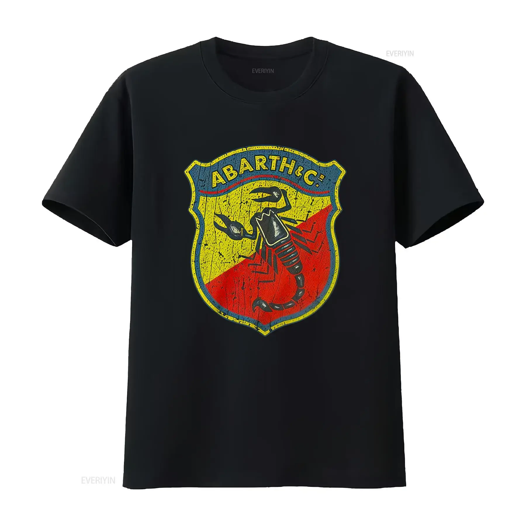 Abarth Co Shield 1954 Vintage Style Men's T Shirt with Retro Scorpion Logo Print vintage Washed Breathable streetwear
