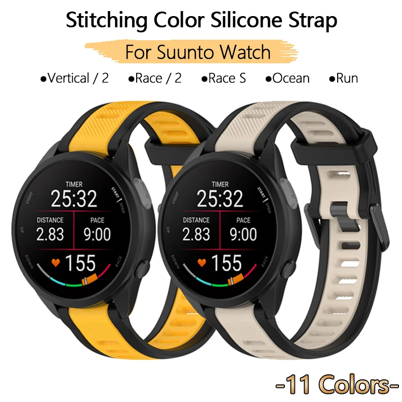 

Жидкий силиконовый ремешок для часов Suunto Run 9 5 3 Peak Pro Race S Vertical 2, ультра легкий матовый браслет с цветной строчкой