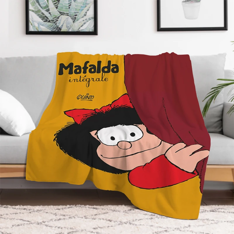 M-Mafalda Cartoon Blanket Bed Blankets & Throws Furry Winter Bedspread the Knee Sofa Warm Baby Bedspreads Double Comforter Thick