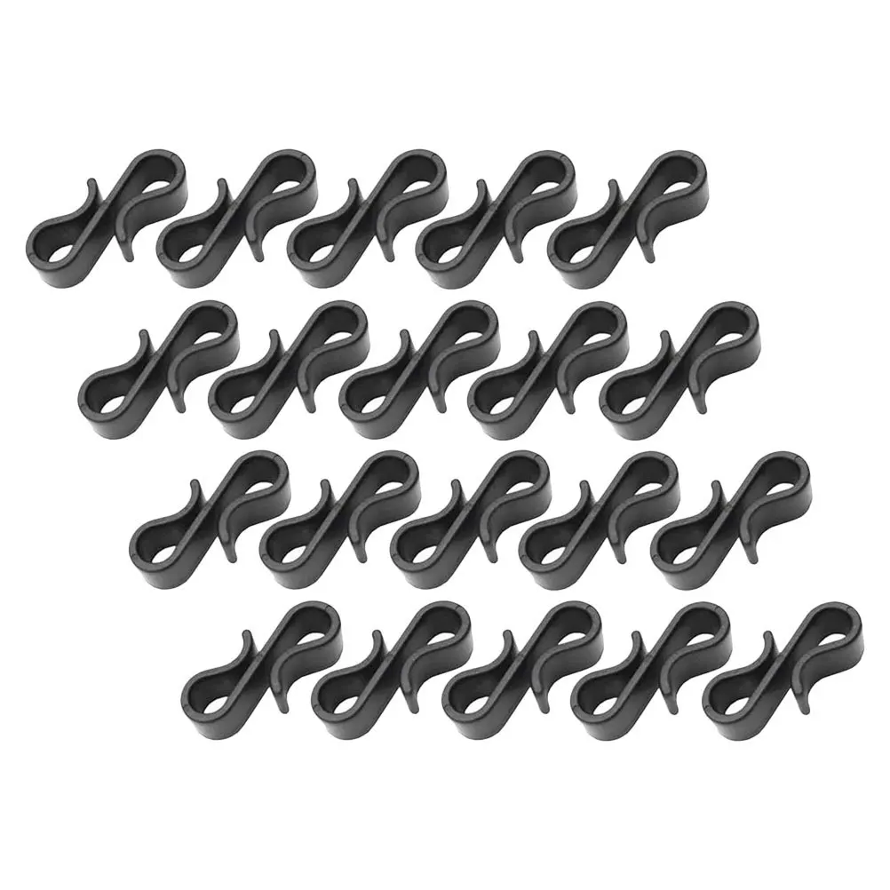 

50 шт. пластиковых зажимов для гирлянд, S-образные крючки для уличных рождественских украшений, крепления гирлянд, черные