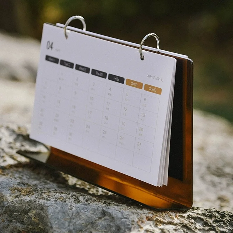 Customized Office Desk Calendar Tea Color High Translucent Acrylic Board Desk Calendar Style Custom 2025 Year of Sna